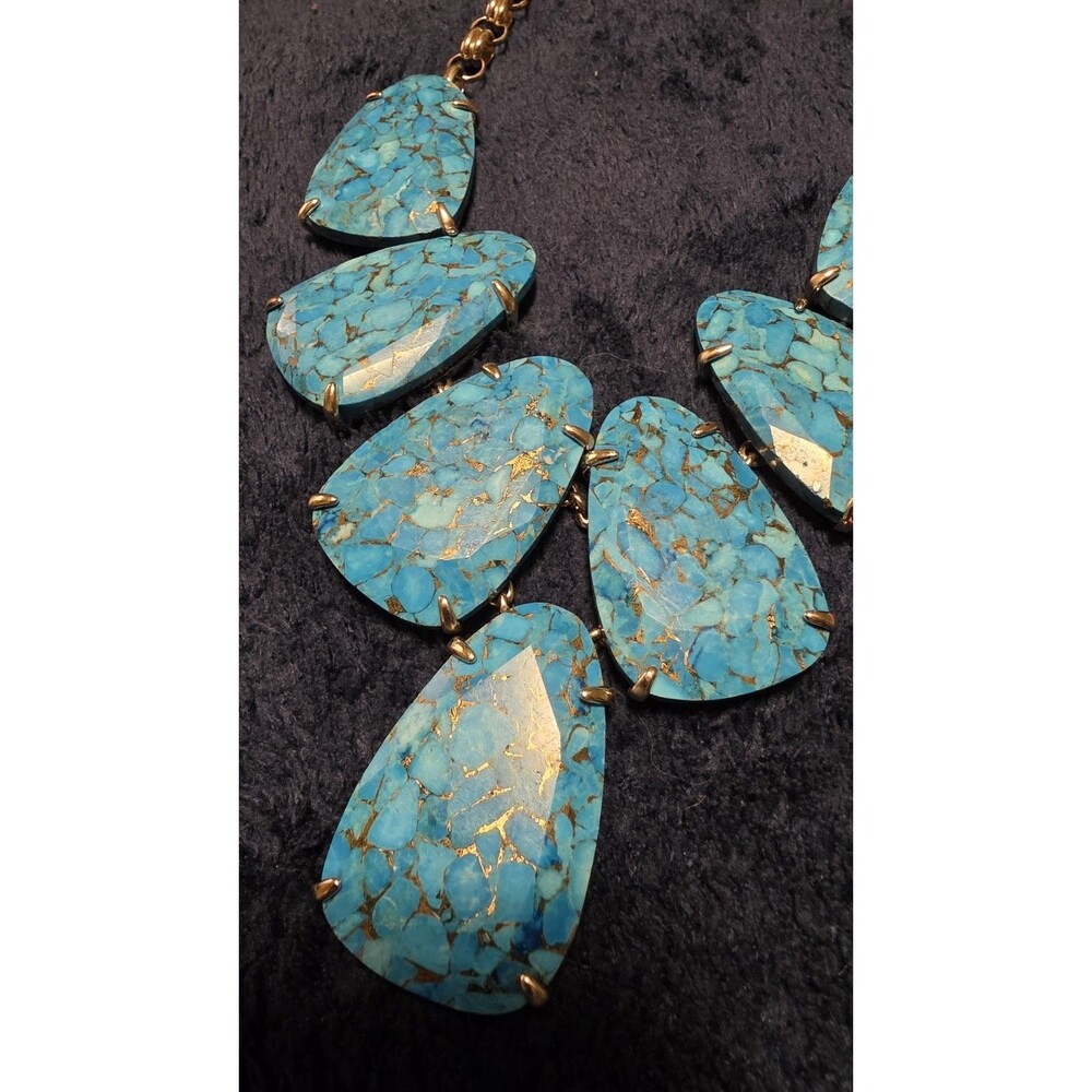 Kendra Scott Harlow Gold Tone Turquoise Statement Necklace NWT Bold Bib